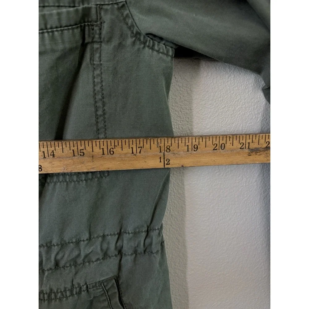 Old Navy Womens Green Canvas Utility Jacket Cinch Waist Full Zip Size Medium‎
